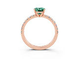 Rose gold Oval Cut Green Sapphire Solitaire Pavé Engagement Ring with Round Band and Prong Setting_15