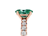 Rose gold Oval Cut Green Sapphire Solitaire Pavé Engagement Ring with Round Band and Prong Setting_17
