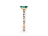 Rose gold Oval Cut Green Sapphire Solitaire Pavé Engagement Ring with Round Band and Prong Setting_74