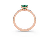 Rose gold Oval Cut Green Sapphire Solitaire Pavé Engagement Ring with Round Band and Prong Setting_75