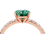 Rose gold Oval Cut Green Sapphire Solitaire Pavé Engagement Ring with Round Band and Prong Setting_76