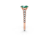 Rose gold Oval Cut Green Sapphire Solitaire Ring with Cathedral Setting and Pavé Band_2