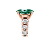 Rose gold Oval Cut Green Sapphire Solitaire Ring with Cathedral Setting and Pavé Band_5