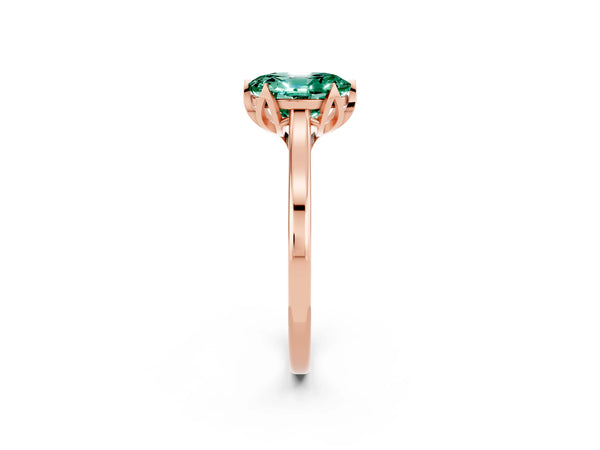 Rose gold Oval Cut Green Sapphire Solitaire Ring with Flower Prong Setting and Classic Band