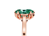 Rose gold Oval Cut Green Sapphire Solitaire Ring with Flower Prong Setting and Classic Band_17