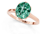 Rose gold Oval Cut Green Sapphire Solitaire Ring with Flower Prong Setting and Classic Band_38