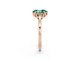 Rose gold Oval Cut Green Sapphire Solitaire Ring with Flower Prong Setting and Classic Band_39