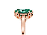 Rose gold Oval Cut Green Sapphire Solitaire Ring with Flower Prong Setting and Classic Band_42