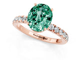 Rose gold Oval Cut Green Sapphire Solitaire Ring with Pavé Accents and Four-Prong Setting_1