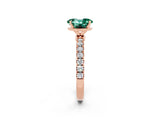 Rose gold Oval Cut Green Sapphire Solitaire Ring with Pavé Accents and Four-Prong Setting_2