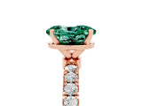 Rose gold Oval Cut Green Sapphire Solitaire Ring with Pavé Accents and Four-Prong Setting_5