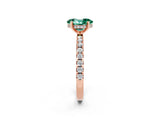 Rose gold Oval Cut Green Sapphire Solitaire Ring with Pavé Band and Four-Prong Setting_26