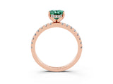 Rose gold Oval Cut Green Sapphire Solitaire Ring with Pavé Band and Four-Prong Setting_27