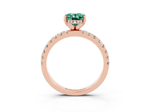 Rose gold Oval Cut Green Sapphire Solitaire Ring with Pavé Band and Four-Prong Setting_27