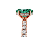 Rose gold Oval Cut Green Sapphire Solitaire Ring with Pavé Band and Four-Prong Setting_29