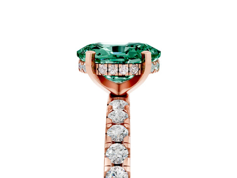 Rose gold Oval Cut Green Sapphire Solitaire Ring with Pavé Band and Four-Prong Setting_29