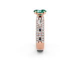Rose gold Oval Cut Green Sapphire Solitaire Ring with Pavé and Channel Set Band_2