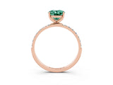Rose gold Oval Cut Green Sapphire Solitaire Ring with Pave Band and Four Prong Setting_27
