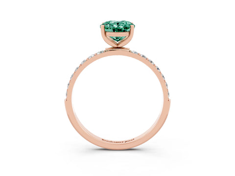 Rose gold Oval Cut Green Sapphire Solitaire Ring with Pave Band and Four Prong Setting_27