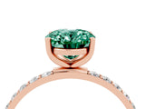 Rose gold Oval Cut Green Sapphire Solitaire Ring with Pave Band and Four Prong Setting_28