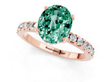 Rose gold Oval Cut Green Sapphire Solitaire Ring with Round  Pavé Band and Four-Prong Setting_45