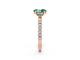 Rose gold Oval Cut Green Sapphire Solitaire Ring with Round  Pavé Band and Four-Prong Setting_46