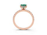 Rose gold Oval Cut Green Sapphire Solitaire Ring with Round  Pavé Band and Four-Prong Setting_47