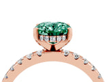 Rose gold Oval Cut Green Sapphire Solitaire Ring with Round  Pavé Band and Four-Prong Setting_48
