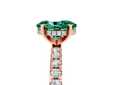 Rose gold Oval Cut Green Sapphire Solitaire Ring with Round  Pavé Band and Four-Prong Setting_49
