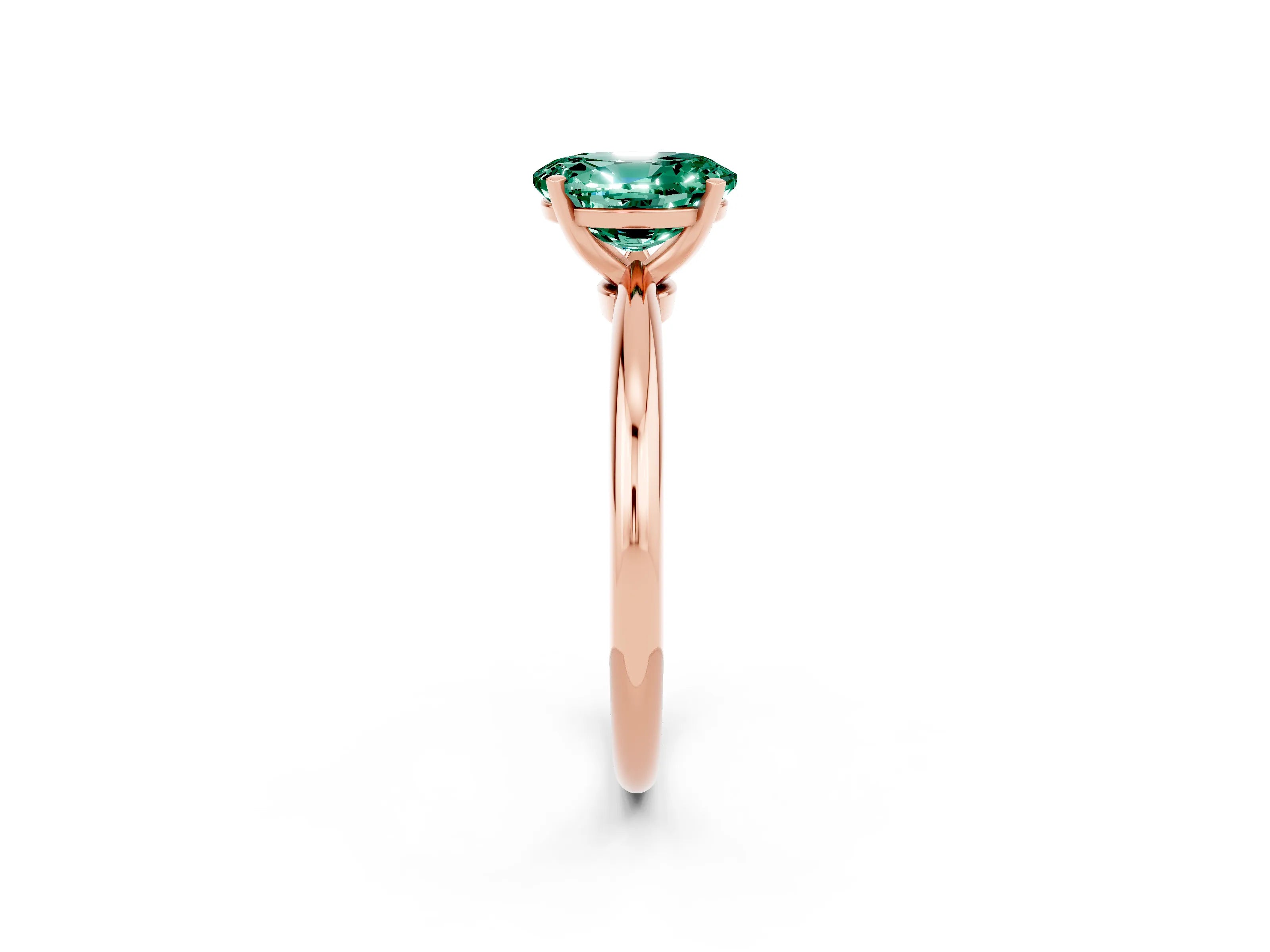 Rose gold Oval Cut Green Sapphire Solitaire Ring with Six-Prong Setting and Classic Band_2
