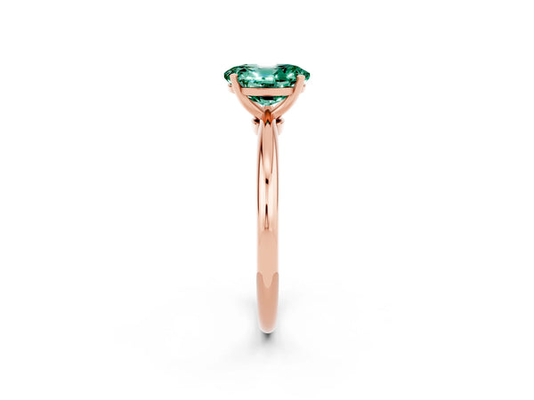 Rose gold Oval Cut Green Sapphire Solitaire Ring with Six-Prong Setting and Classic Band