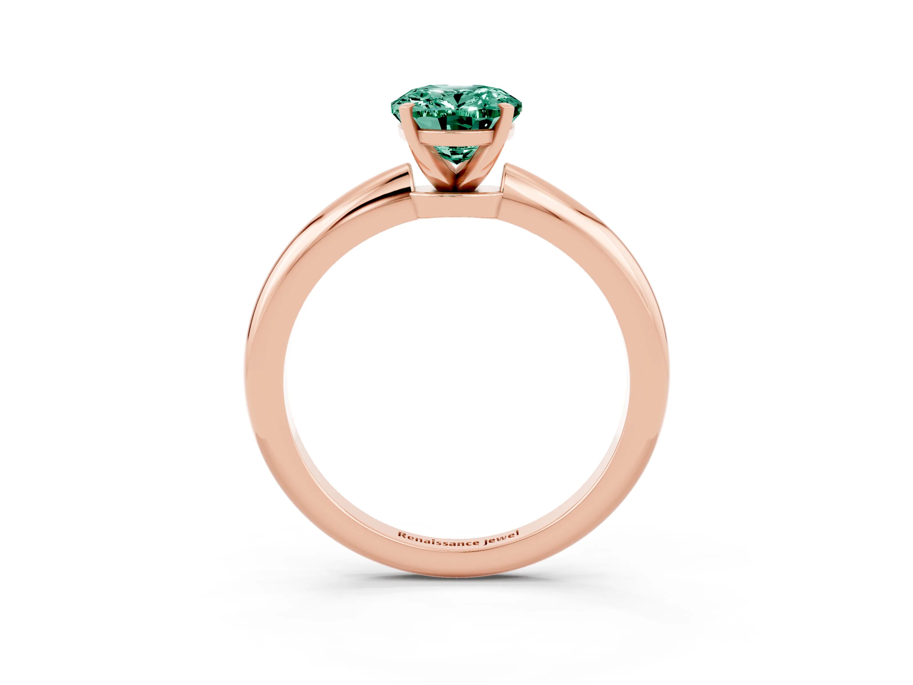 Rose gold Oval Cut Green Sapphire Solitaire Ring with Six-Prong Setting and Classic Band_3