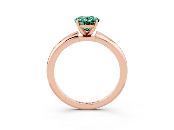 Rose gold Oval Cut Green Sapphire Solitaire Ring with Six-Prong Setting and Classic Band