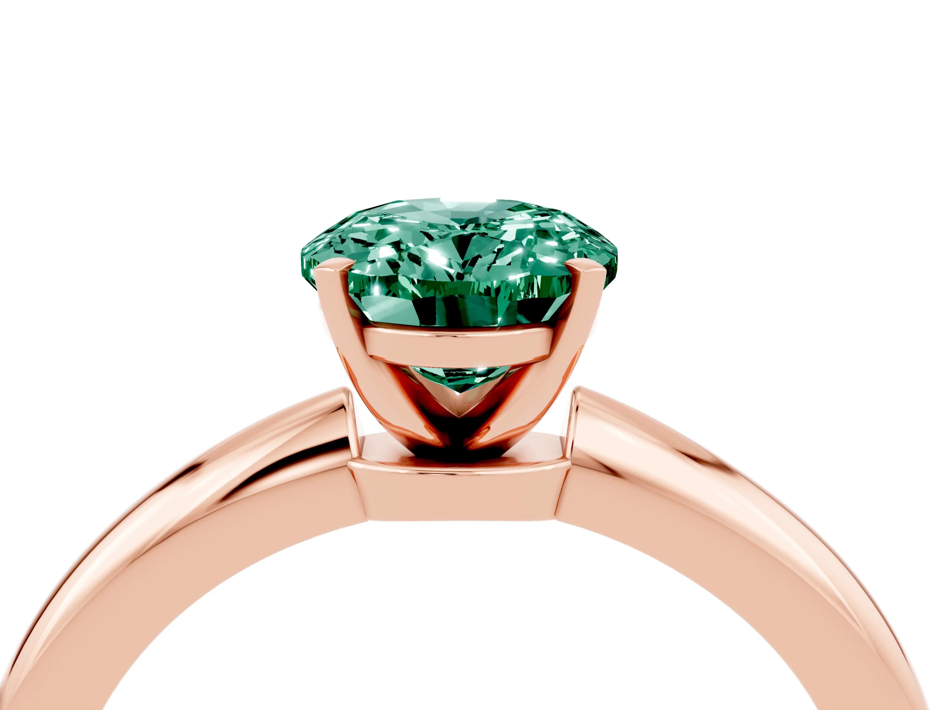 Rose gold Oval Cut Green Sapphire Solitaire Ring with Six-Prong Setting and Classic Band_4