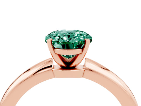 Rose gold Oval Cut Green Sapphire Solitaire Ring with Six-Prong Setting and Classic Band_4