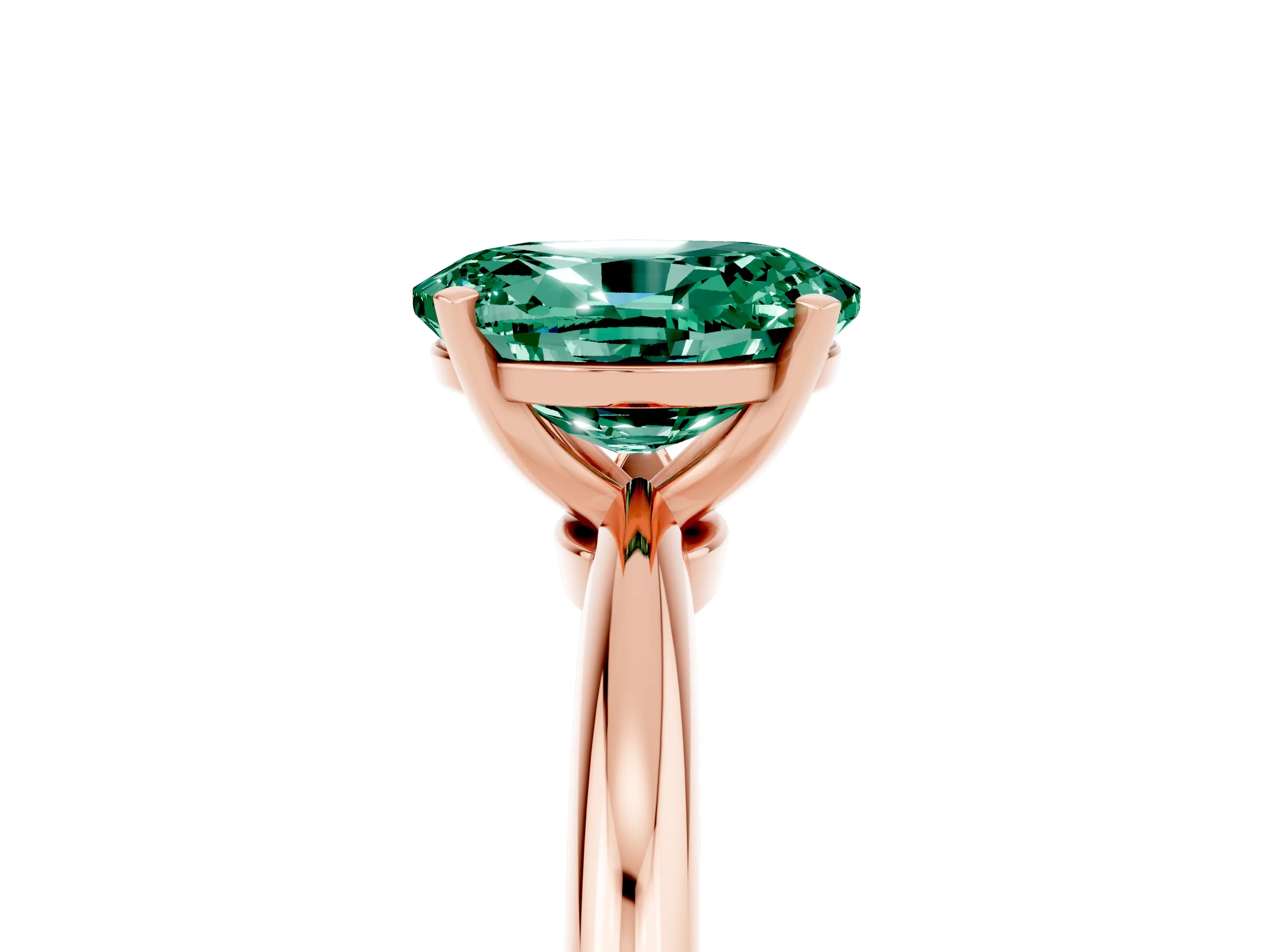 Rose gold Oval Cut Green Sapphire Solitaire Ring with Six-Prong Setting and Classic Band_5