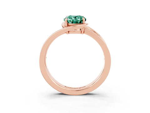 Rose gold Oval Cut Green Sapphire Solitaire Ring with Split Shank and Prong Setting_3