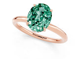 Rose gold Oval Cut Green Sapphire Solitaire Ring with Thin Band and Four-Prong Setting_13