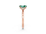 Rose gold Oval Cut Green Sapphire Solitaire Ring with Thin Band and Four-Prong Setting_14