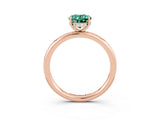 Rose gold Oval Cut Green Sapphire Solitaire Ring with Thin Band and Four-Prong Setting_15