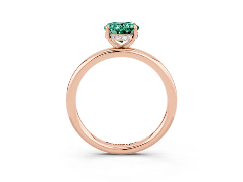 Rose gold Oval Cut Green Sapphire Solitaire Ring with Thin Band and Four-Prong Setting_15