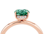 Rose gold Oval Cut Green Sapphire Solitaire Ring with Thin Band and Four-Prong Setting_16