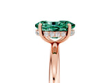 Rose gold Oval Cut Green Sapphire Solitaire Ring with Thin Band and Four-Prong Setting_17