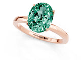 Rose gold Oval Cut Green Sapphire Solitaire Ring with Thin Band and Prong Setting_13