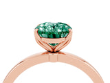 Rose gold Oval Cut Green Sapphire Solitaire Ring with Thin Band and Prong Setting_16