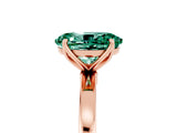 Rose gold Oval Cut Green Sapphire Solitaire Ring with Thin Band and Prong Setting_17