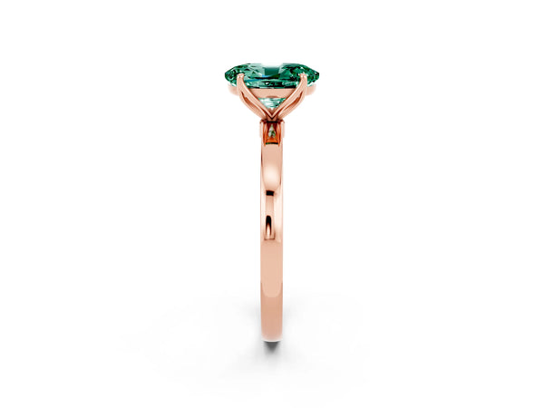 Rose gold Oval Cut Green Sapphire Solitaire Ring with Thin Band and Prong Setting