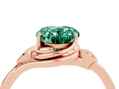 Rose gold Oval Cut Green Sapphire Solitaire Ring with Twist Band and Four-Prong Setting_28