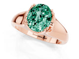 Rose gold Oval Cut Green Sapphire Solitaire Ring with Wide Band and Prong Setting_1