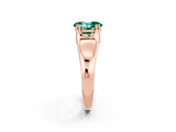 Rose gold Oval Cut Green Sapphire Solitaire Ring with Wide Band and Prong Setting_2